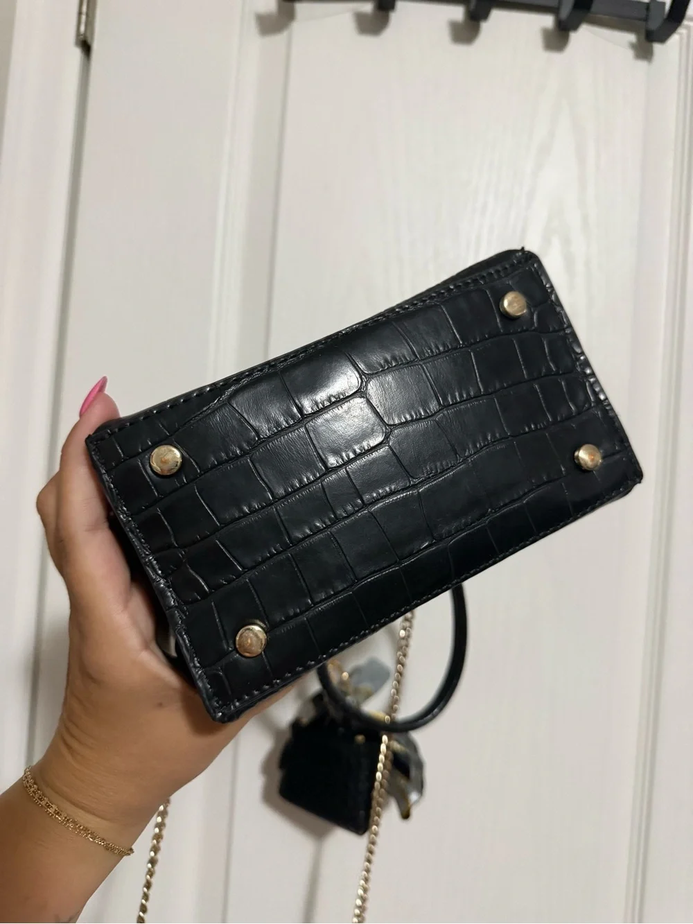 Zara Black Croc-Effect Small Tote